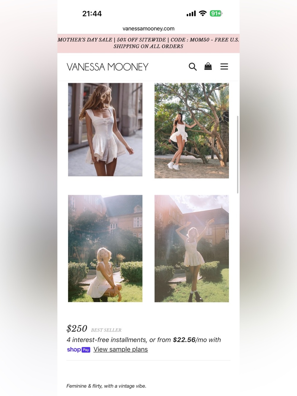 Vanessa Mooney THE ELISABETH ROMPER DRESS - IVORY